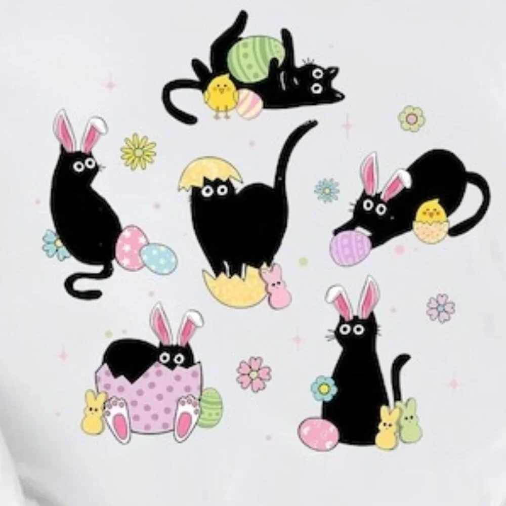 Happy Easter Cat T-shirt, Bunny Kitten Shirt - Picture 2 of 5